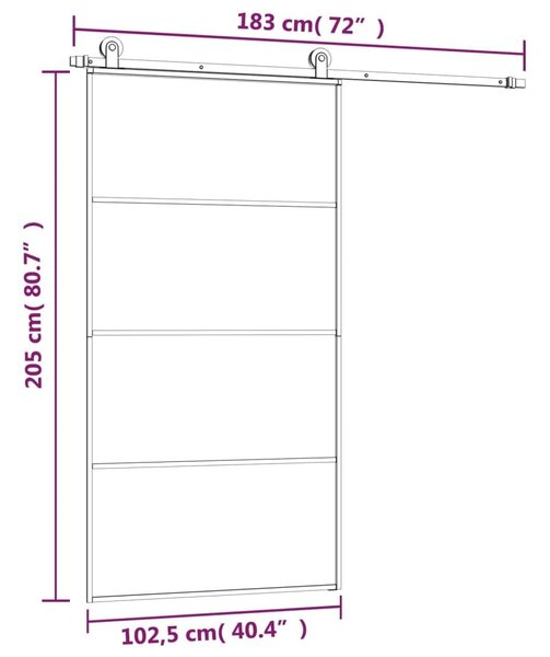 Συρόμενη Πόρτα με Μηχανισμό 102,5x205 εκ. Γυαλί ESG & Αλουμίνιο - Μαύρο