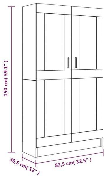 Βιβλιοθήκη Καφέ Δρυς 82,5x30,5x150 εκ. Επεξεργασμένο Ξύλο - Καφέ