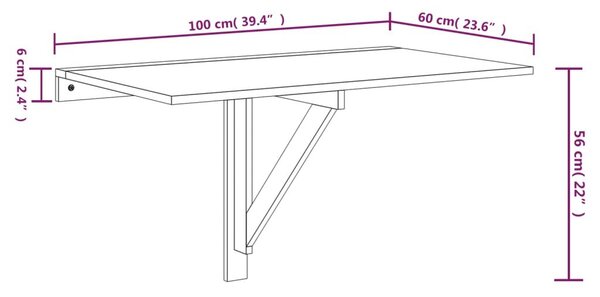 Τραπέζι Τοίχου Πτυσσόμενο Γκρι Σκυροδ. 100x60x56 εκ. Επεξ. Ξύλο - Γκρι