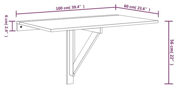 Τραπέζι Τοίχου Πτυσσόμενο Γκρι Sonoma 10x60x56 εκ. Επεξ. Ξύλο - Γκρι