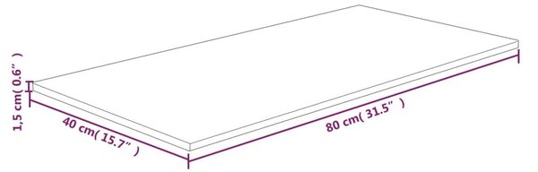 Πάγκος Μπάνιου Αν. Καφέ 80x40x1,5 εκ. Επεξ. Μασίφ Ξύλο - Καφέ