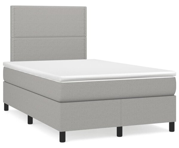 VidaXL Κρεβάτι Boxspring με Στρώμα Ανοιχτό Γκρι 120x190 εκ. Υφασμάτινο