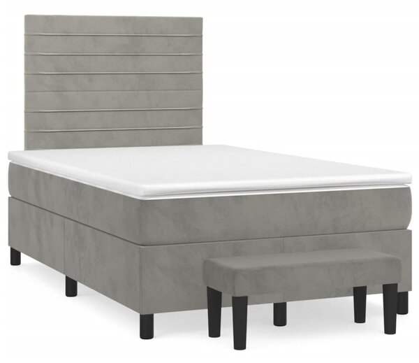 VidaXL Κρεβάτι Boxspring με Στρώμα Ανοιχτό Γκρι 120x190 εκ. Βελούδινο