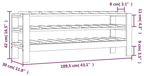 Ραφιέρα Κρασιών 109,5x30x42 εκ. από Μασίφ Ξύλο Πεύκου - Καφέ