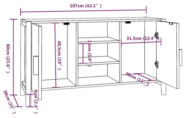 Ντουλάπι 107 x 38 x 60 εκ. από Επεξεργασμένο Ξύλο - Καφέ