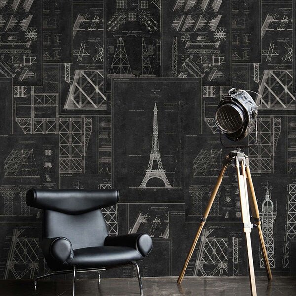 Ταπετσαρία Grand Eiffel Anthracite WP20218 White-Anthracite MindTheGap