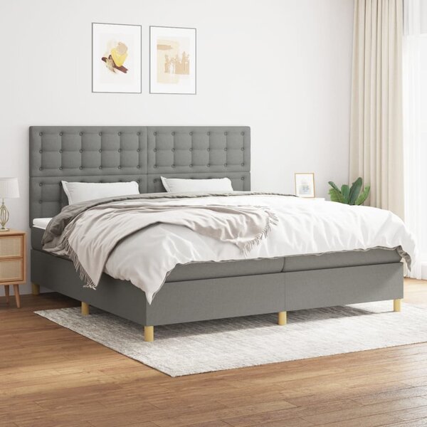 VidaXL Κρεβάτι Boxspring με Στρώμα Σκούρο Γκρι 200x200 εκ. Υφασμάτινο