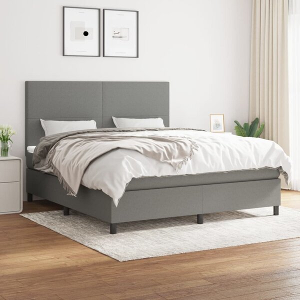 VidaXL Κρεβάτι Boxspring με Στρώμα Σκούρο Γκρι 160x200 εκ Υφασμάτινο