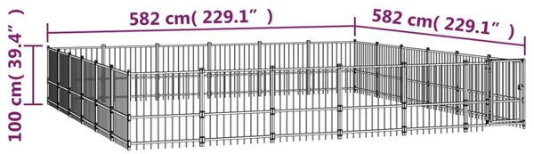 Κλουβί Σκύλου Εξωτερικού Χώρου 33,87 μ² από Ατσάλι - Μαύρο