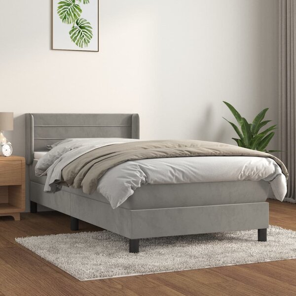 VidaXL Κρεβάτι Boxspring με Στρώμα Ανοιχτό Γκρι 80x200 εκ. Βελούδινο