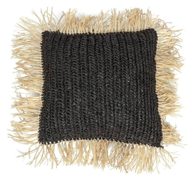 Διακοσμητική Μαξιλαροθήκη The Raffia Square BA034BN Black-Natural Bazar Bizar