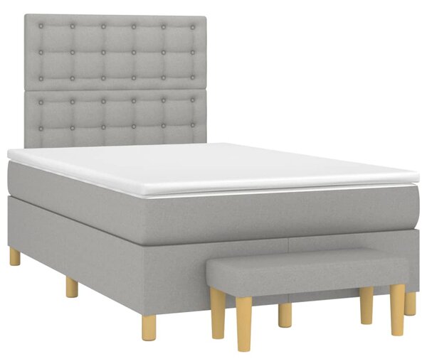 VidaXL Κρεβάτι Boxspring με Στρώμα Ανοιχτό Γκρι 120x190 εκ. Υφασμάτινο