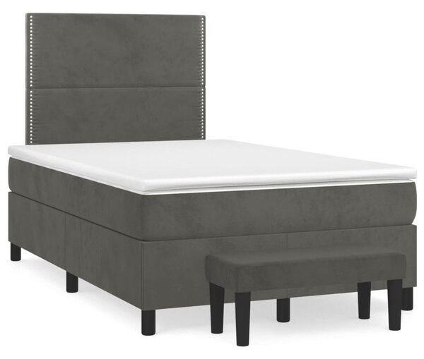 VidaXL Κρεβάτι Boxspring με Στρώμα Σκούρο Γκρι 120x190 εκ. Βελούδινο