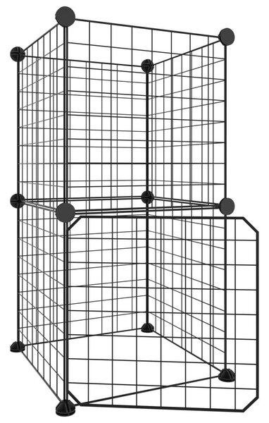 Κλουβί Κατοικίδιων με 8 Πάνελ + Πόρτα Μαύρο 35x35 εκ. Ατσάλινο - Μαύρο