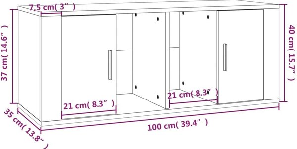 Έπιπλο Τηλεόρασης Καφέ Δρυς 100x35x40 εκ. Επεξεργασμένο Ξύλο - Καφέ