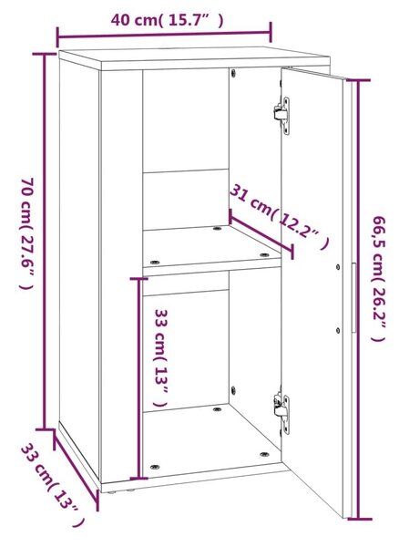 Ντουλάπι Γκρι σκυροδέματος 40x33x70 εκ. από Επεξεργασμένο Ξύλο - Γκρι