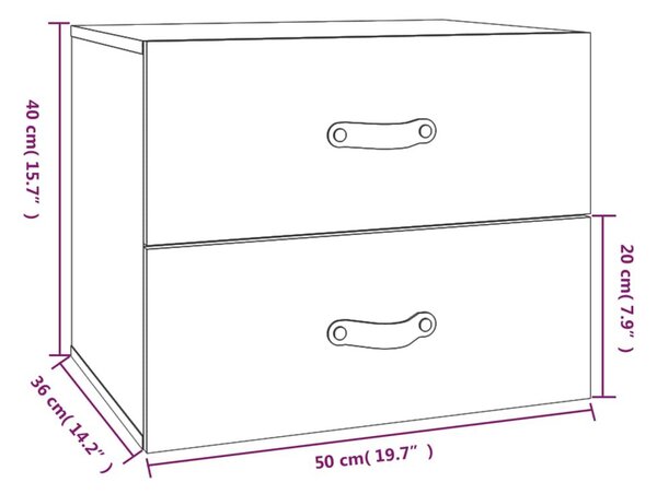 Κομοδίνο Επιτοίχιο Γκρι 50 x 36 x 40 εκ. - Γκρι