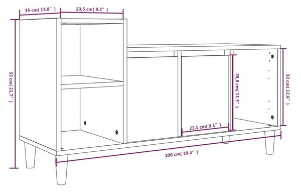 Έπιπλο Τηλεόρασης Γκρι Sonoma 100x35x55 εκ. από Επεξεργ. Ξύλο - Γκρι