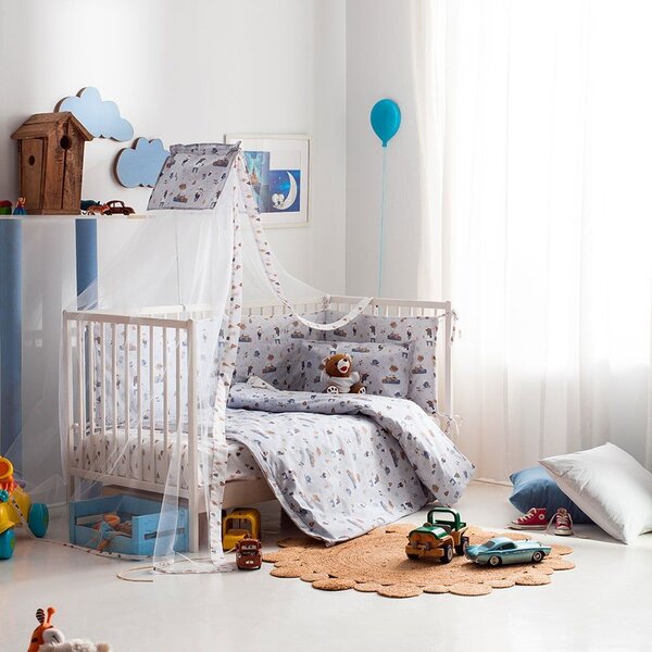 Σεντόνια Βρεφικά Woodland Σετ 3τμχ Blue-Brown Vesta Home