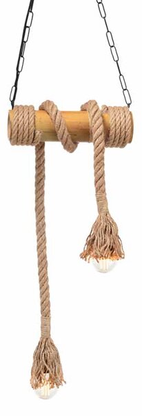 Φωτιστικό Οροφής Δίφωτο Aca Merlin 932302BBR Bamboo/Rope