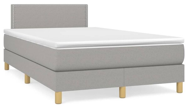 VidaXL Κρεβάτι Boxspring με Στρώμα Ανοιχτό Γκρι 120x190 εκ. Υφασμάτινο