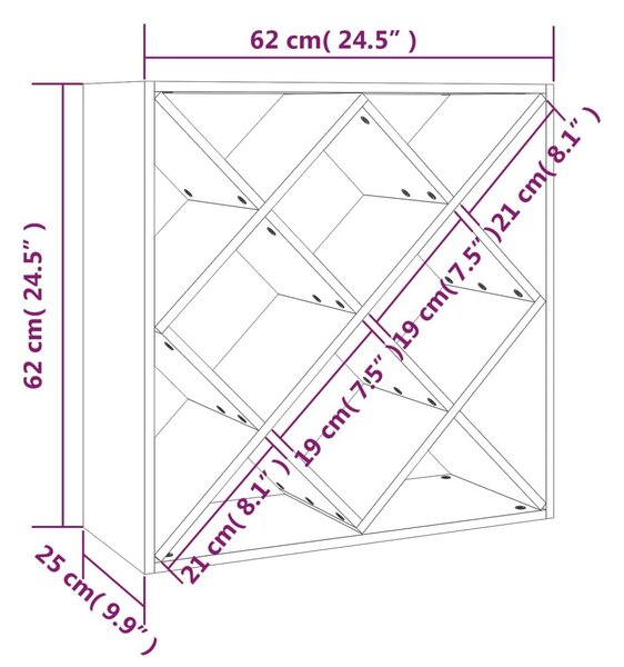 Κάβα Κρασιών 62 x 25 x 62 εκ. από Μασίφ Ξύλο Πεύκου - Καφέ