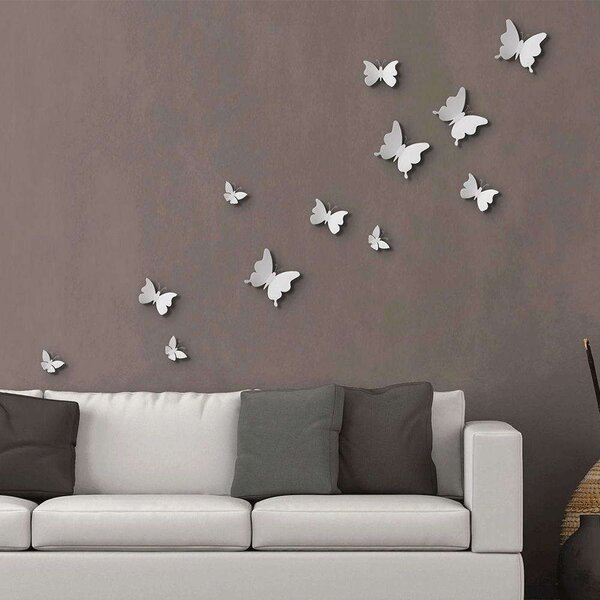 Αυτοκόλλητα Τοίχου Πολυπροπυλενίου Butterflies 3D 24001 White Ango