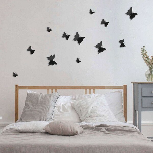 Αυτοκόλλητα Τοίχου Πολυπροπυλενίου Butterflies 3D 24002 Black Ango