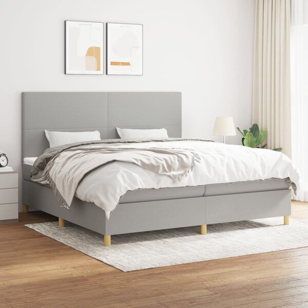 VidaXL Κρεβάτι Boxspring με Στρώμα Ανοιχτό Γκρι 200x200 εκ. Υφασμάτινο