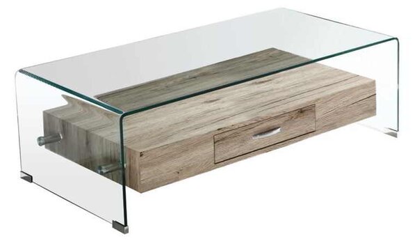 Τραπεζάκι σαλονιού Glasser Wood Clear 110x55x35cm με Ράφι