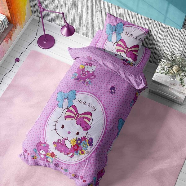 Φανελένια Παπλωματοθήκη Μονή (160x240) Dimcol Hello Kitty 170