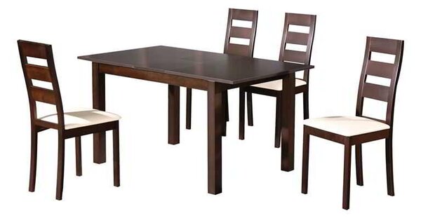 Miler Set (Τραπέζι + 4 Καρέκλες) Σκ.Καρυδί Table120+30x80x74Chair45x52x97