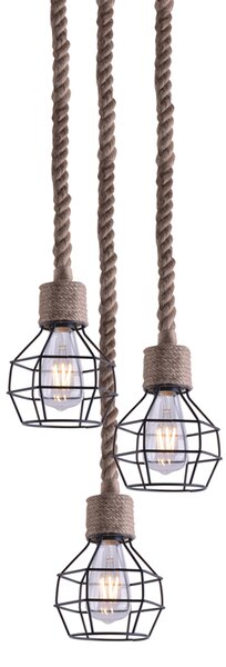 Φωτιστικό Οροφής Τρίφωτο Homelighting Grenade 77-3683 Rope/Black Matt