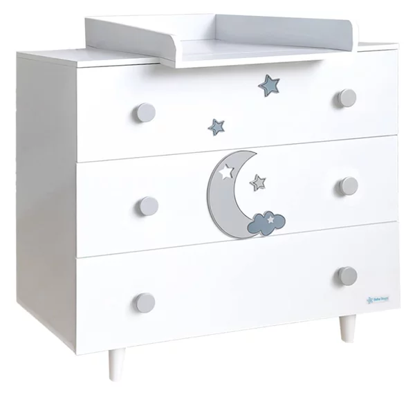Αλλαξιέρα Μωρού - Συρταριέρα (90x53x85) Bebe Stars Azure White 450-12
