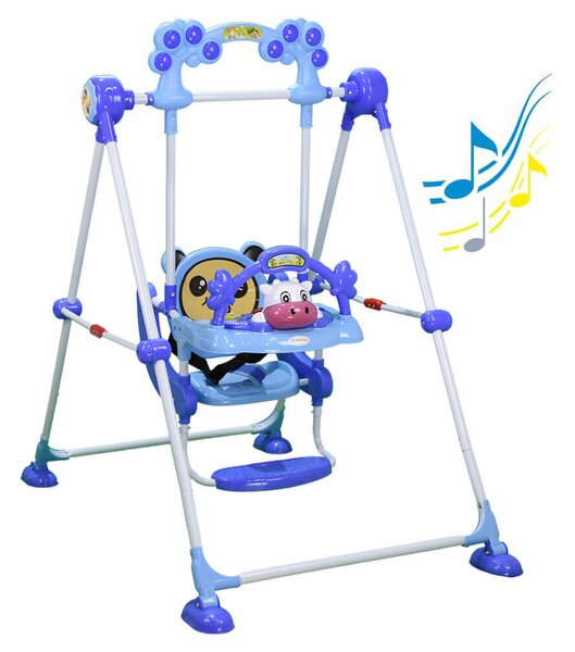 Πτυσσόμενη Κούνια Παιδική (131x80x125) Bebe Stars Cow Blue 021-181