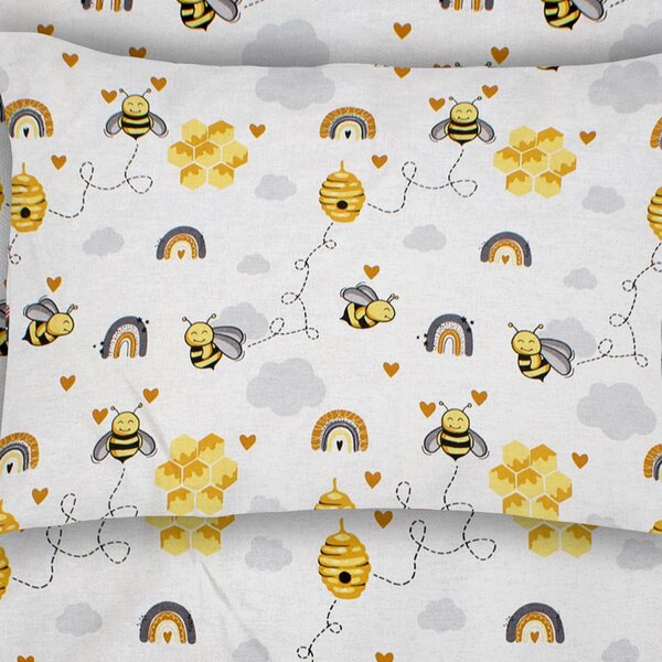 Βρεφική Μαξιλαροθήκη (35x45) Dimcol Honey Bee 545 White-Yellow