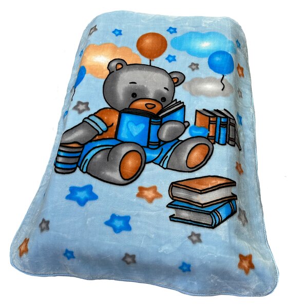 Κουβέρτα Βελουτέ Κούνιας (110x140) Dimcol Studying Bear 36 Baby Blue