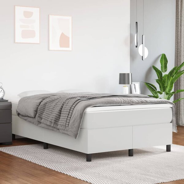 VidaXL Κρεβάτι Boxspring με Στρώμα Λευκό 120x200εκ.από Συνθετικό Δέρμα