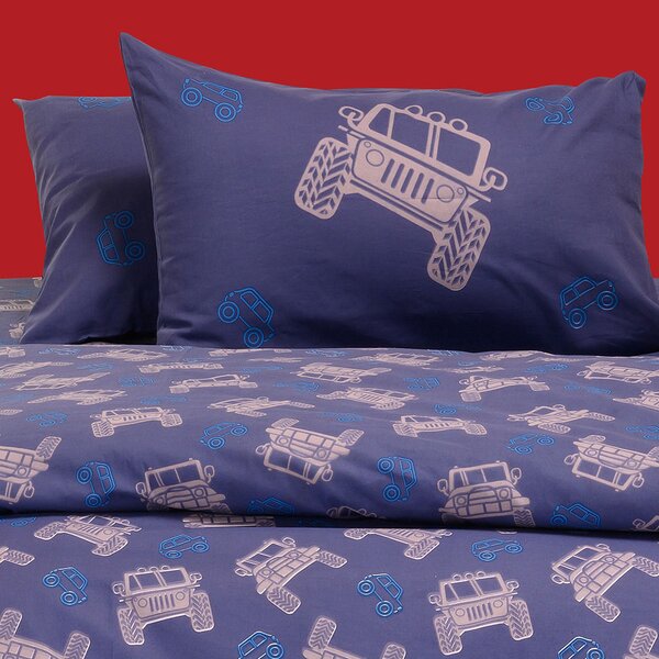 Ζεύγος Μαξιλαροθήκες (50x70) Melinen Kids Line Trucks Blue