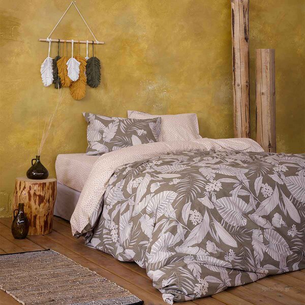 Παπλωματοθήκη Μονή (Σετ 160x240) Nima Bed Linen Estrella Brown