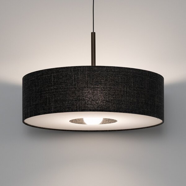 Nowodvorski Lighting Κρεμαστό φωτιστικό Amarela L, μαύρο μελανζέ, ύφασμα, E27, ρυθμιζόμενος, Μαύρο, Σαλόνι / τραπεζαρία, Ύφασμα / Κλωστοϋφαντουργία, σύγχρονο