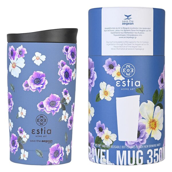 Ποτήρι Θερμός 350ml Estia Save The Aegean Travel Mug Garden Blue 01-20439