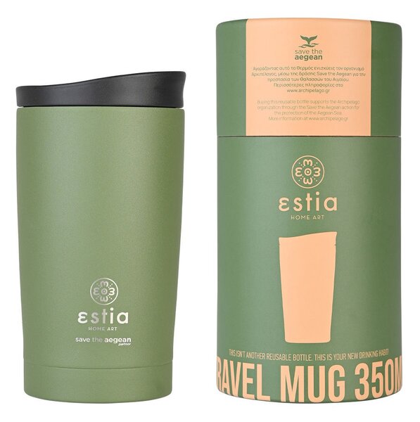 Ποτήρι Θερμός 350ml Estia Save The Aegean Travel Mug Dark Green 01-20392