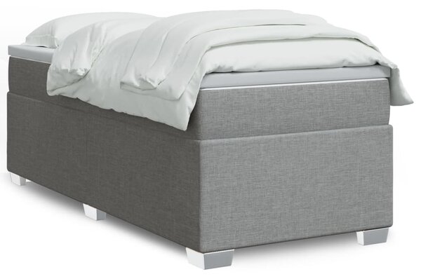 VidaXL Κρεβάτι Boxspring με Στρώμα Ανοιχτό Γκρι 90x200 εκ. Υφασμάτινο