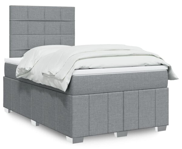 VidaXL Κρεβάτι Boxspring με Στρώμα Ανοιχτό Γκρι 120x200 εκ. Υφασμάτινο