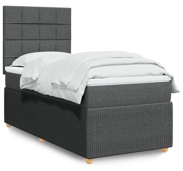 VidaXL Κρεβάτι Boxspring με Στρώμα Σκούρο Γκρι 90x200 εκ. Υφασμάτινο