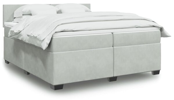 VidaXL Κρεβάτι Boxspring με Στρώμα Ανοιχτό Γκρι 200x200 εκ. Βελούδινο