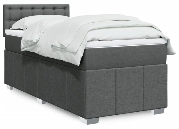 VidaXL Κρεβάτι Boxspring με Στρώμα Σκούρο Γκρι 90x190 εκ. Υφασμάτινο