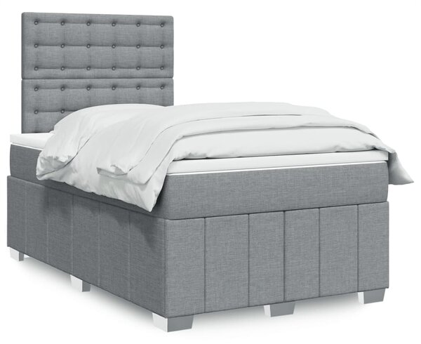 VidaXL Κρεβάτι Boxspring με Στρώμα Ανοιχτό Γκρι 120x190 εκ. Υφασμάτινο