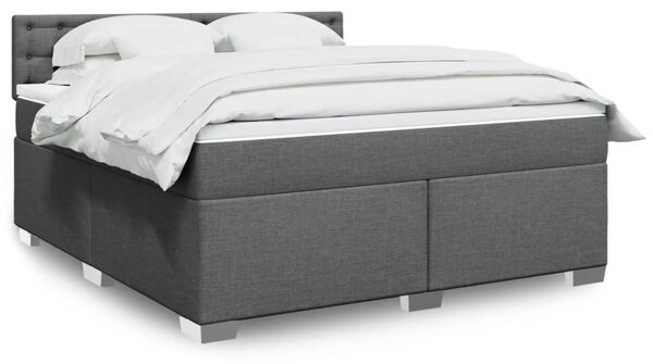 VidaXL Κρεβάτι Boxspring με Στρώμα Σκούρο Γκρι 180x200 εκ Υφασμάτιν